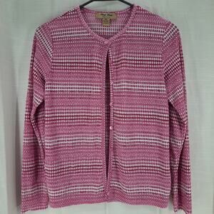 Pleat Pleat by Rafael Cardigan Style Long Sleeve Top Button-Down Sz Small Petite